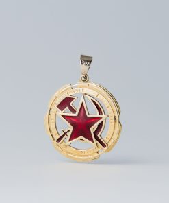 Alternative view of Red alert medallion, USSR symbol, red star hammer and sickle