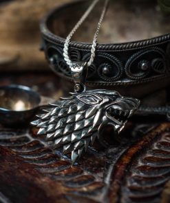 Alternative view of House Stark direwolf pendant