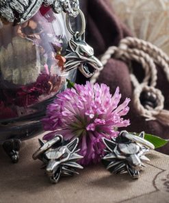 Sterling silver wolf school earrings