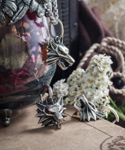 Alternative view of Sterling silver wolf school earrings