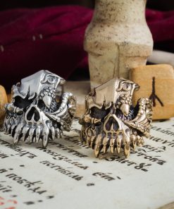 Dragon men's skull ring