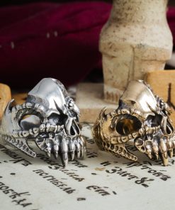 Alternative view of Dragon men's skull ring
