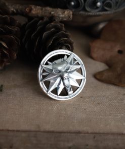 Sterling silver wolf head button