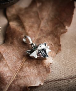 Alternative view of Tiny sterling silver cat school medallion