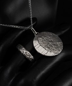 Alternative view of Moon Phase Pendant – Sterling Silver Cosmic Necklace