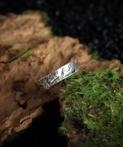 Tree Bark Ring, Silver