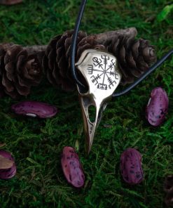 Alternative view of Raven Skull Pendant with Vegvisir